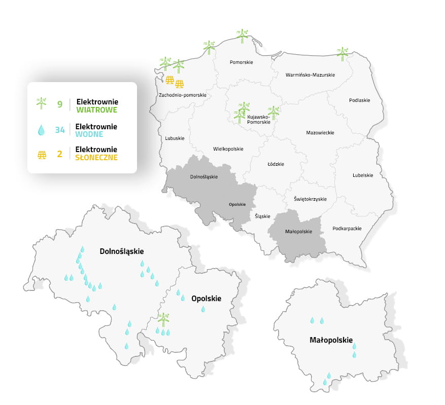 Na obrazku mapa Polski